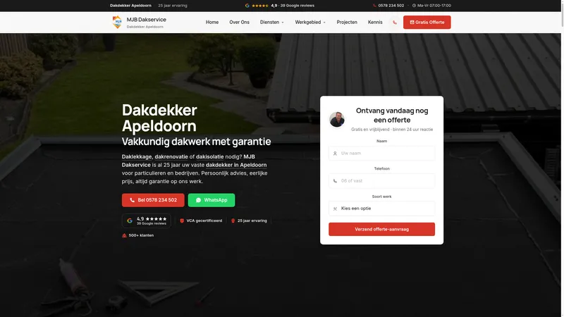 Website van MJB Dakservice