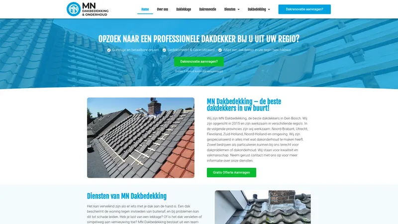Website van MN Dakbedekking &