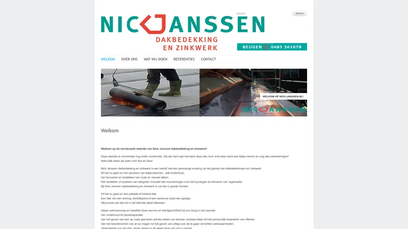 Website van Nick Janssen Dakbedekking en Zinkwerk