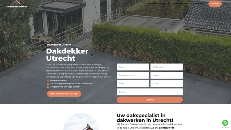Website van Pareen Dakwerken