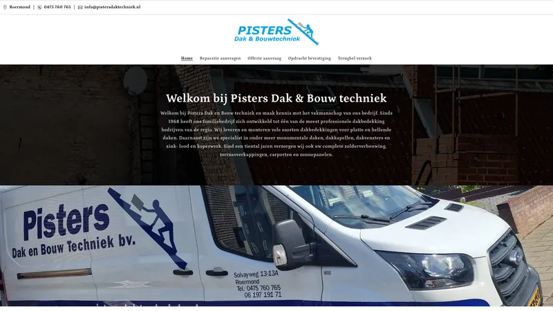 Website van Pisters Daktechniek b.v