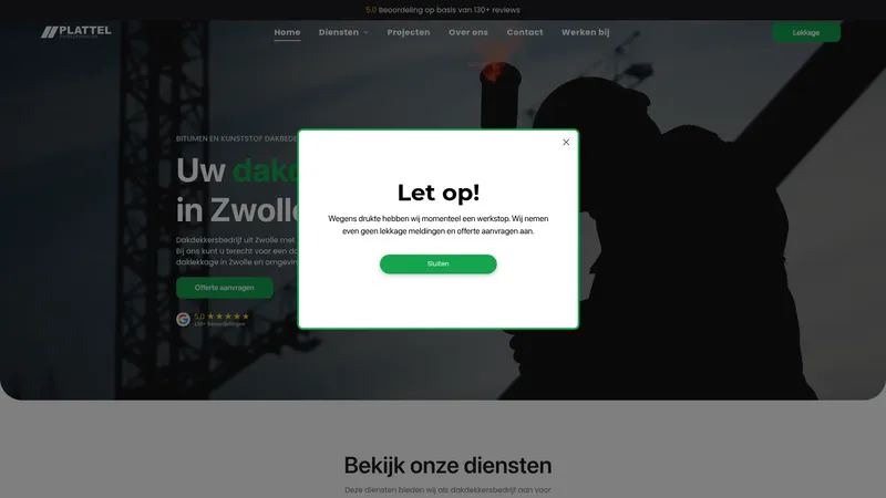 Website van Plattel Dakbedekkingen