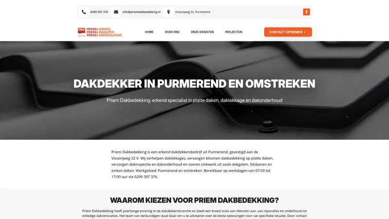 Website van Priem Dakbedekking