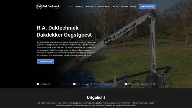 Website van R.A. Daktechniek