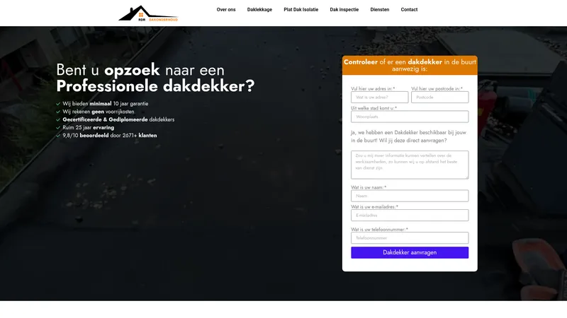 Website van RDR Dakonderhoud B.V.