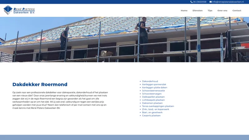 Website van René Pisters Dakwerken BV