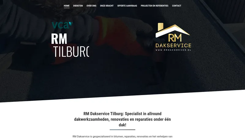 Website van RM Dakservice TIlburg