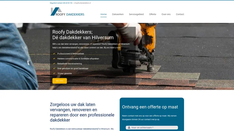 Website van Roofy Dakdekkers Hilversum