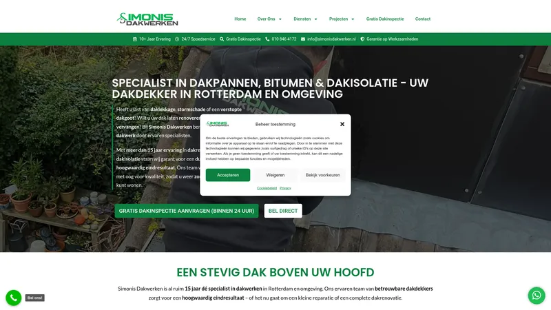 Website van Simonis Dakwerken