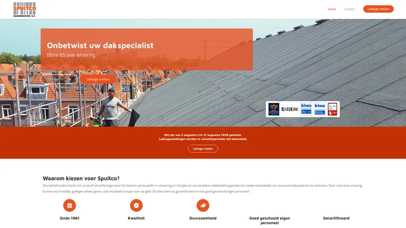 Website van Spuitco Dakbedekking BV
