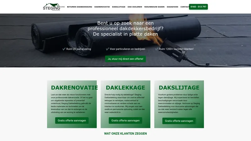 Website van Steging Dakbedekkingen