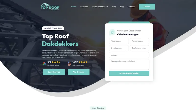 Website van Top Roof Dakdekkers