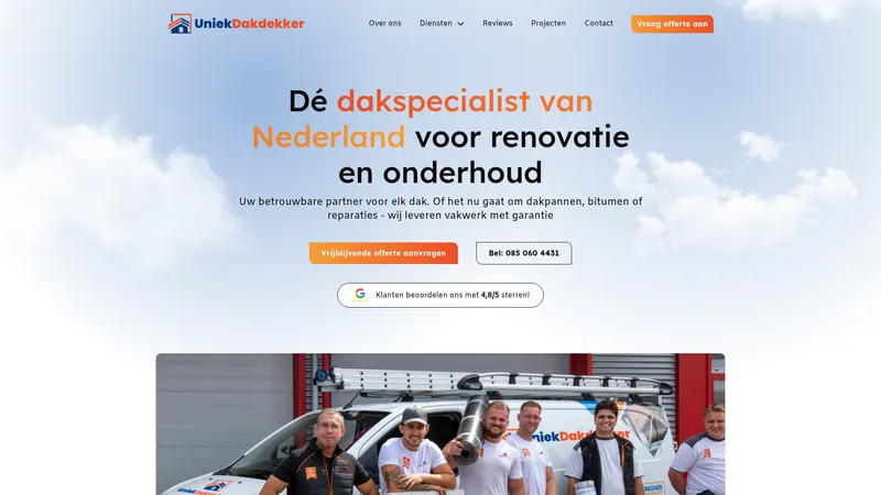 Website van Uniek Dakdekker