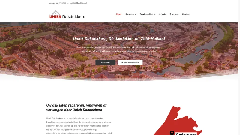 Website van Uniek Dakdekkers
