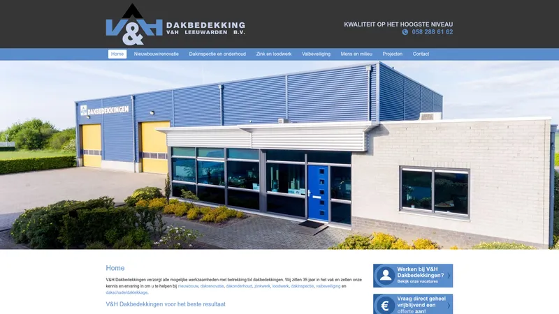 Website van V. & H. Leeuwarden BV