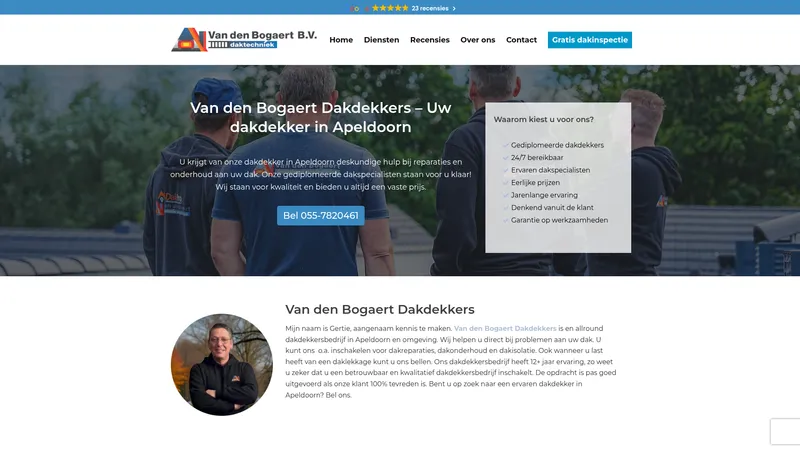 Website van Van den Bogaert Dakdekkers