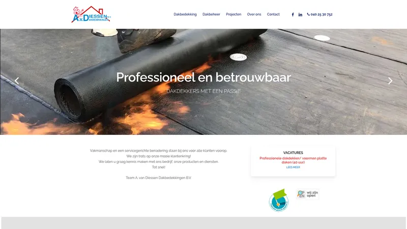 Website van Van Diessen Dak