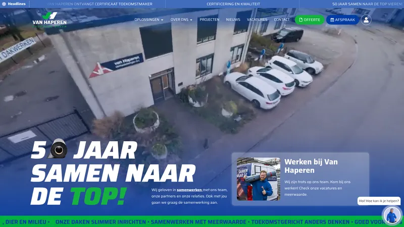 Website van Van Haperen Dakbedekkingen BV