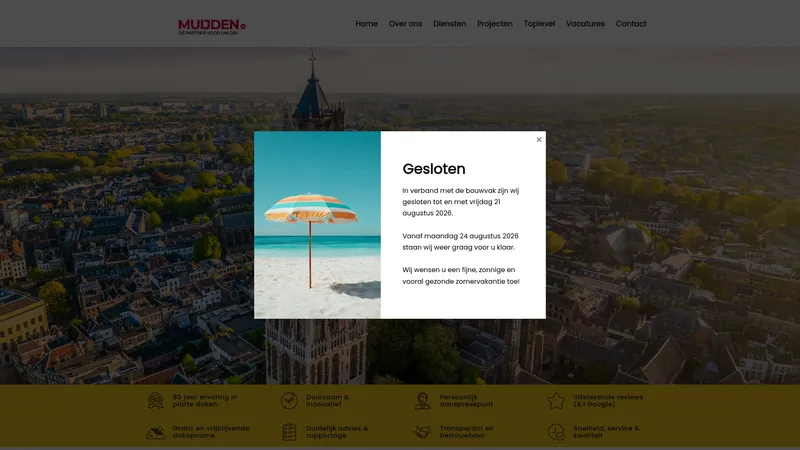 Website van Van Muijden Dakbedekking BV
