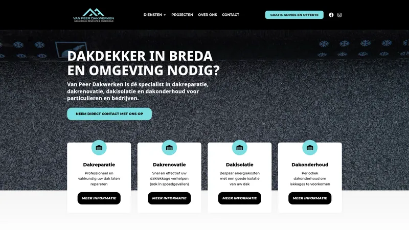 Website van Van Peer Dakwerken