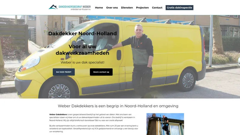 Website van Weber Dakdekkers