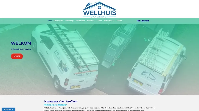 Website van Wellhuis Dakwerken