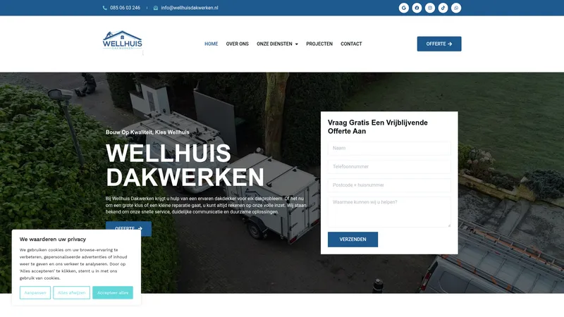 Website van Wellhuis Dakwerken